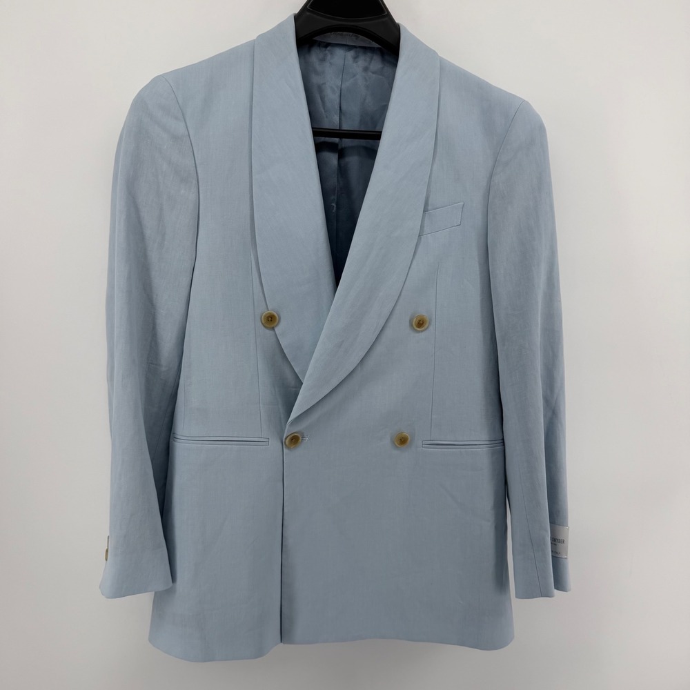 Todd‎ Snyder Blazer Mens 36R Light Blue Linen Double Breasted Shawl Lapel Italy